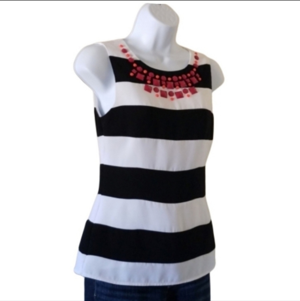 Banana Republic Striped Tank with Beaded Neck, sz 0P